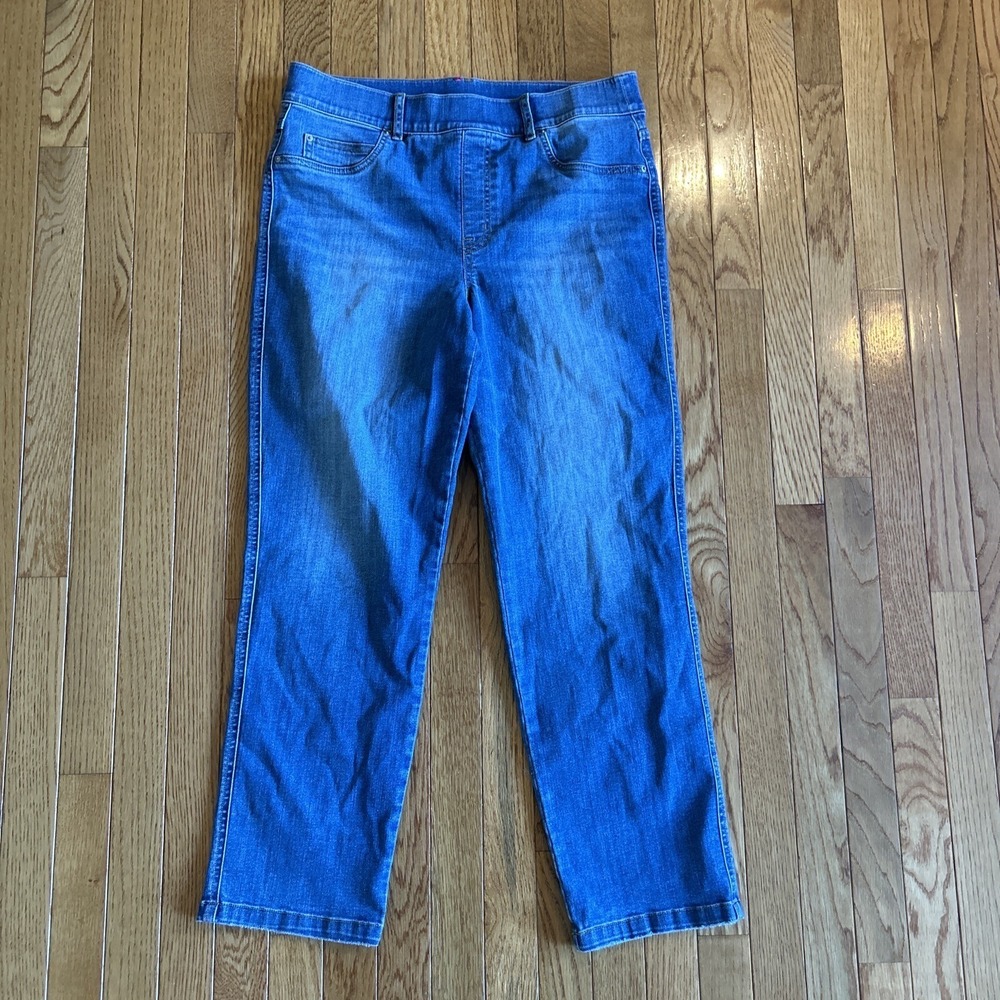 Spanx Straight Leg Women's Size 33x28‎ Blue Stretch Pull-On Jeans READ DESC